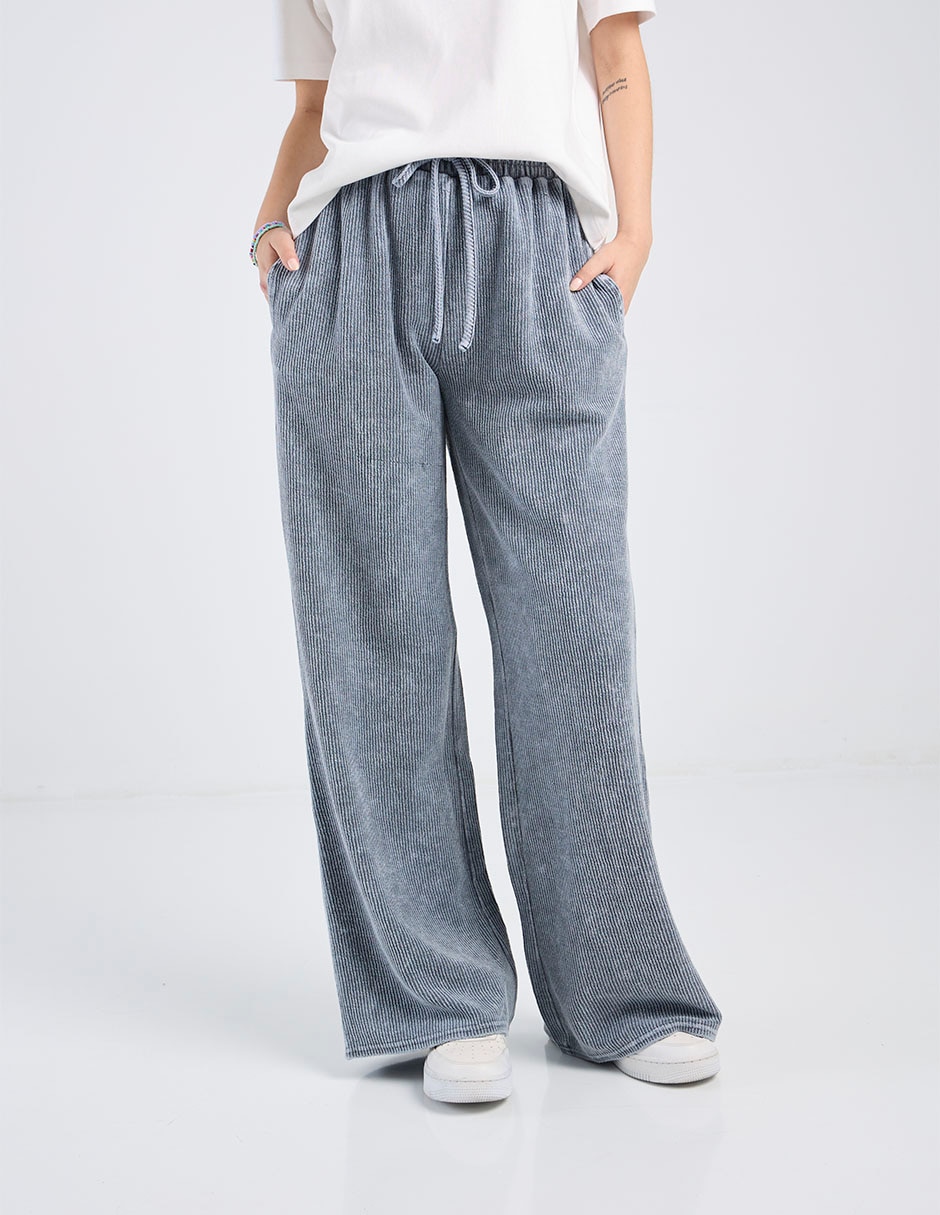 Pants wide leg Juniors con jareta para mujer 2