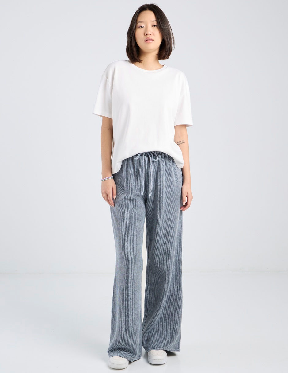 Pants wide leg Juniors con jareta para mujer 3