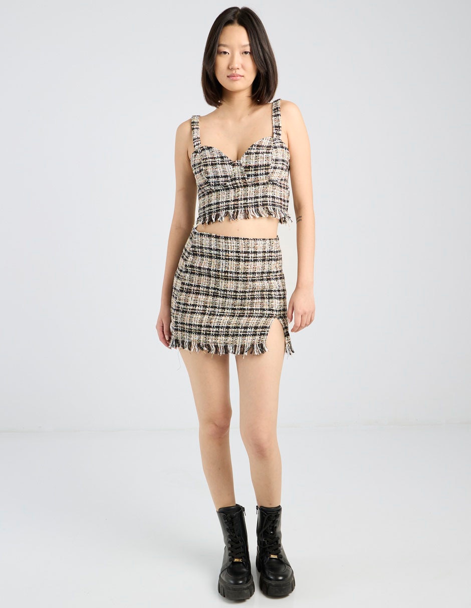 Falda mini cintura alta