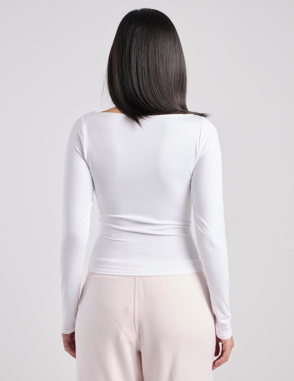 Playera manga larga cuello ojal para mujer 2