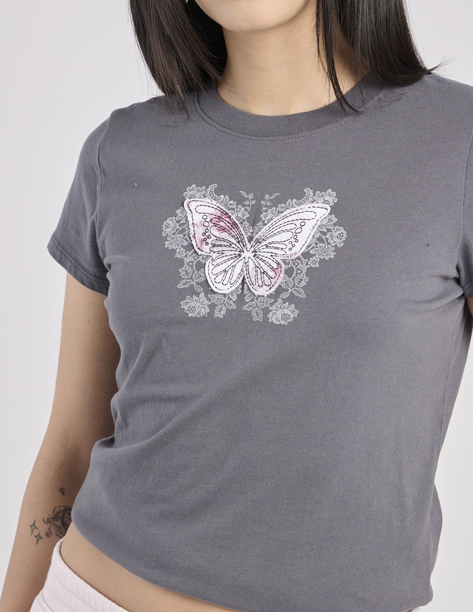 Playera manga corta cuello redondo para mujer 4