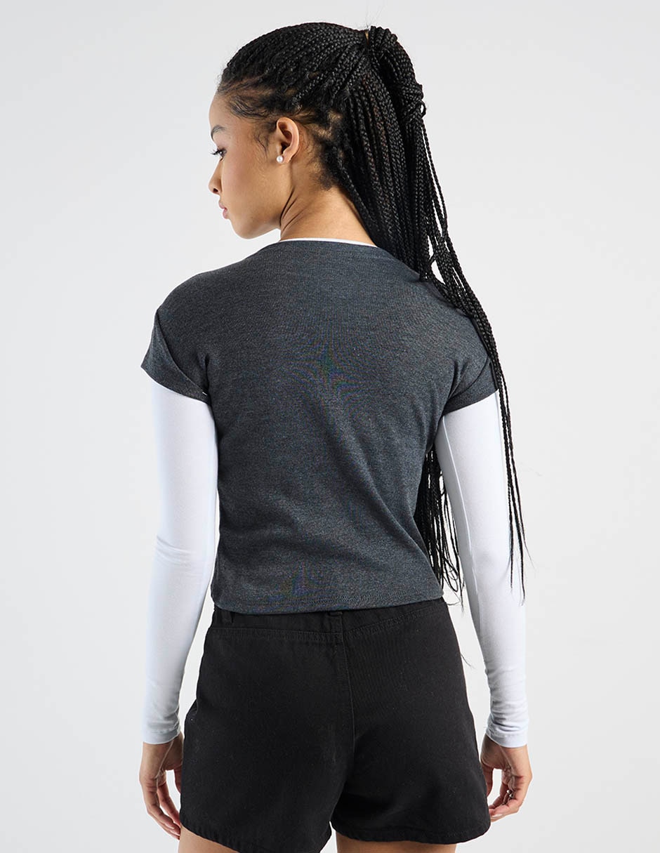 Playera manga larga cuello redondo para mujer 5