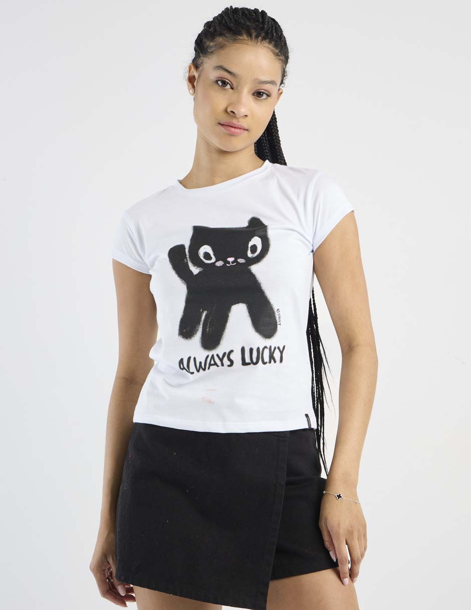 Playera manga corta cuello redondo para mujer
