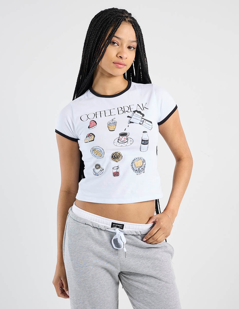 Playera manga corta cuello redondo para mujer
