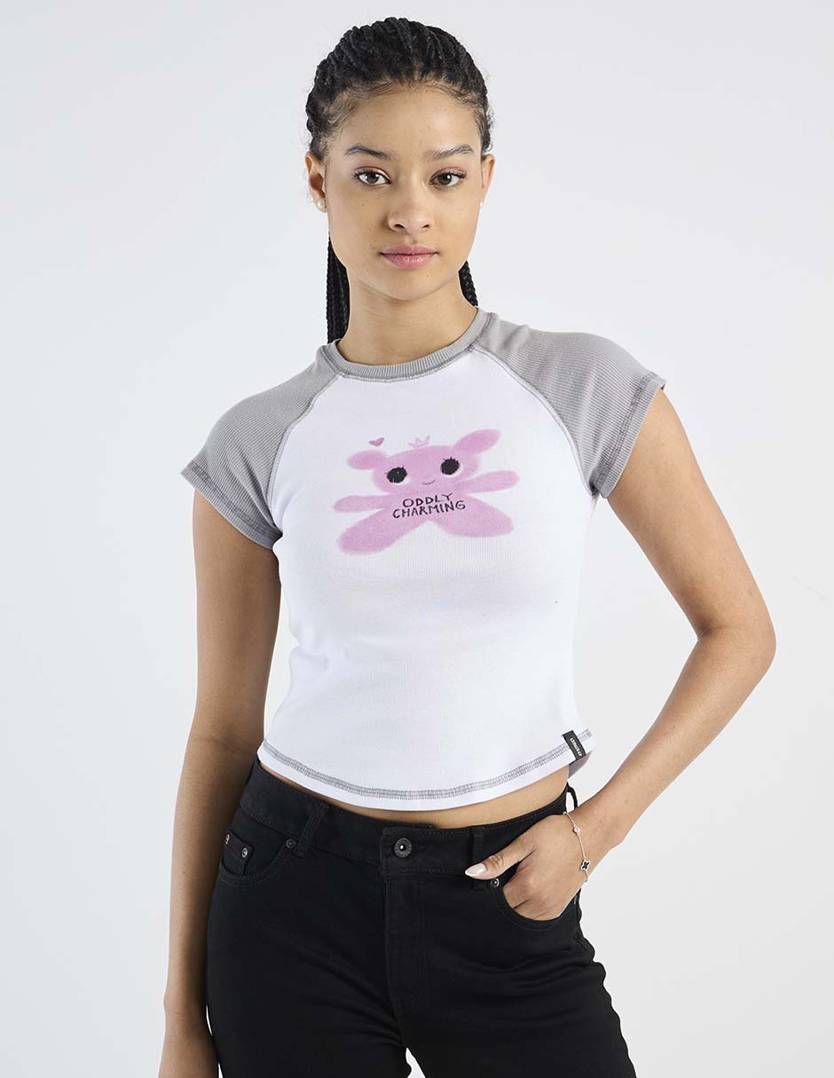 Playera manga corta cuello redondo para mujer