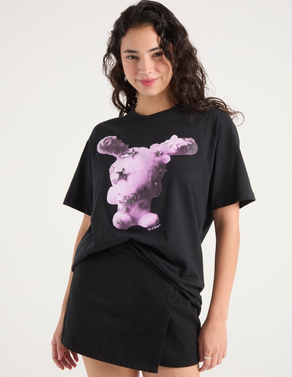 Playera manga corta cuello redondo para mujer