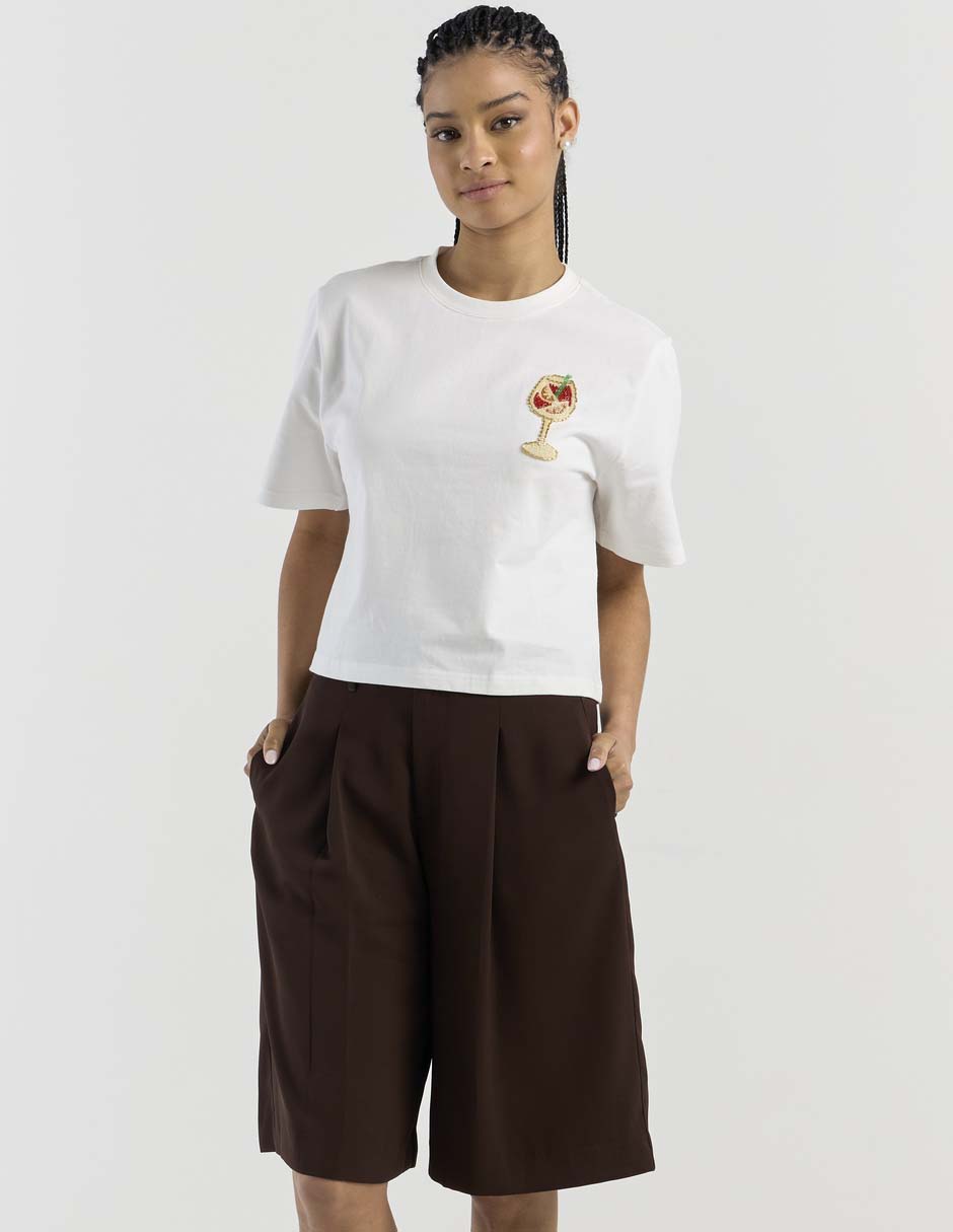 Playera manga corta cuello redondo para mujer