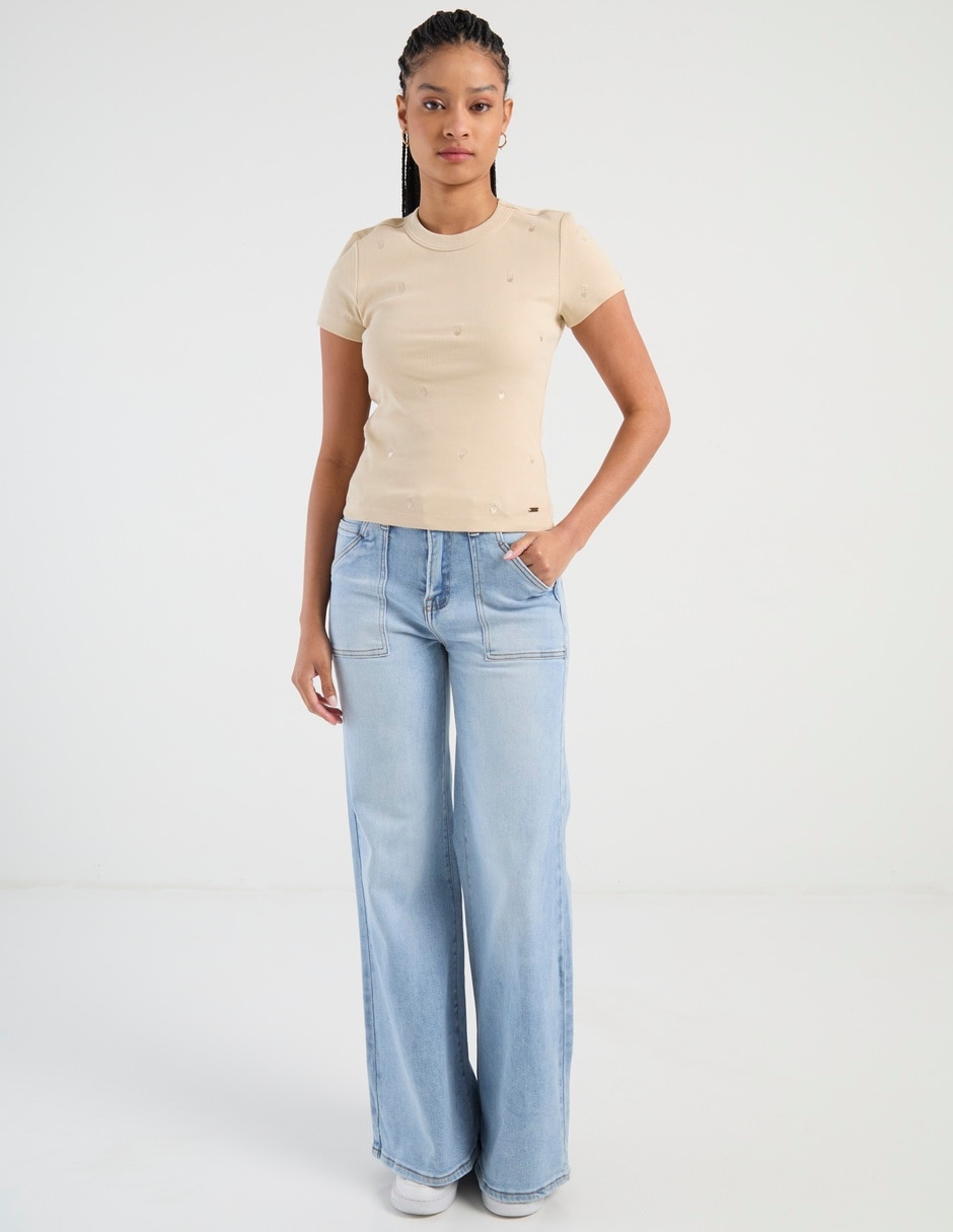 Playera manga corta cuello redondo para mujer 3