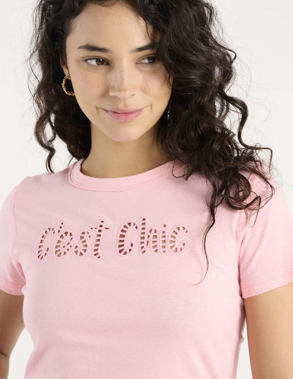 Playera manga corta cuello redondo para mujer 10