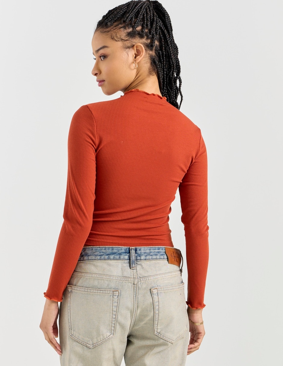 Playera manga larga cuello redondo para mujer 2