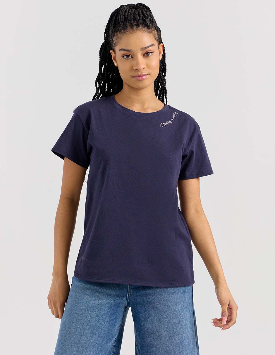 Playera manga corta cuello redondo para mujer