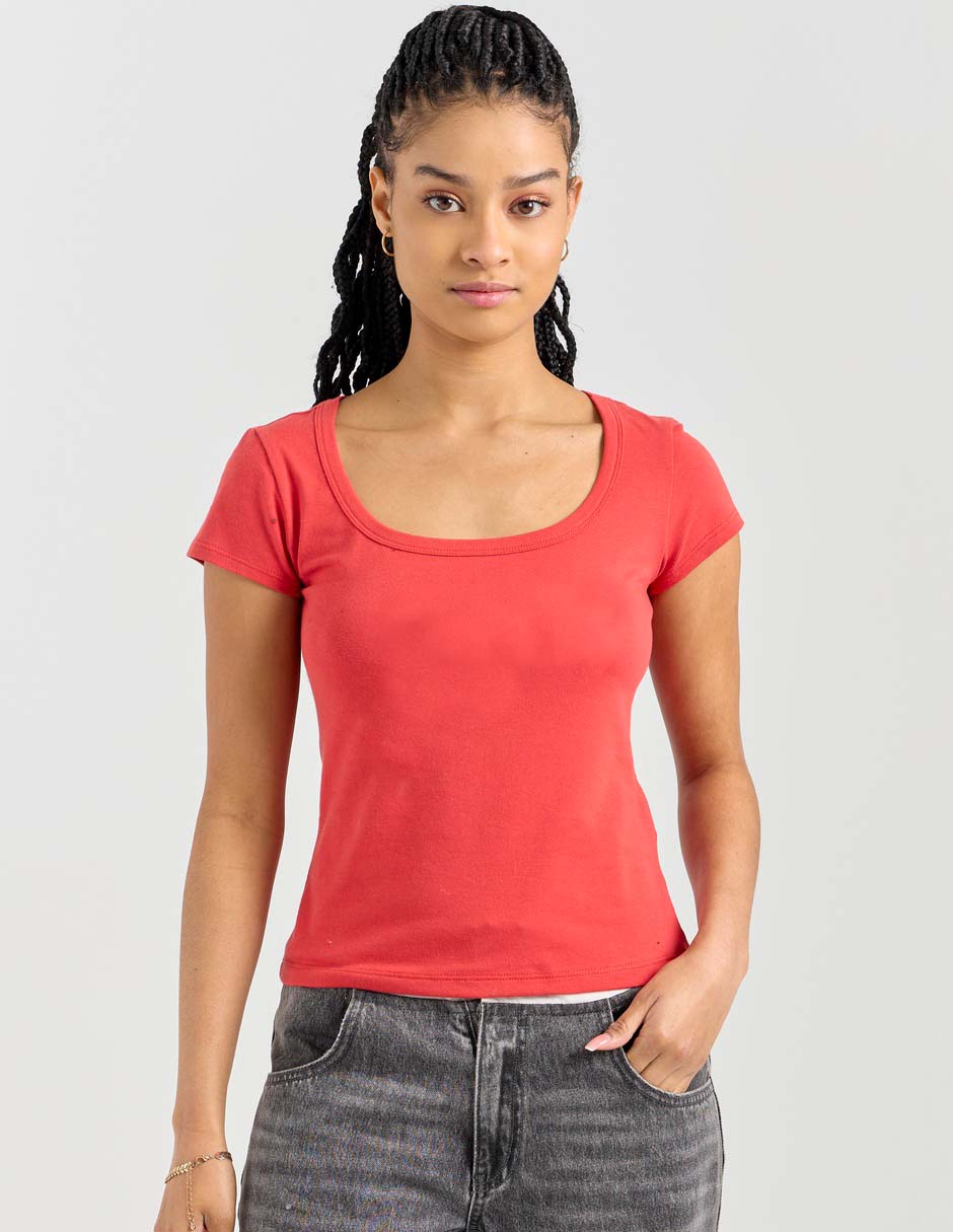 Playera manga corta cuello redondo para mujer Playera manga corta cuello redondo para mujer