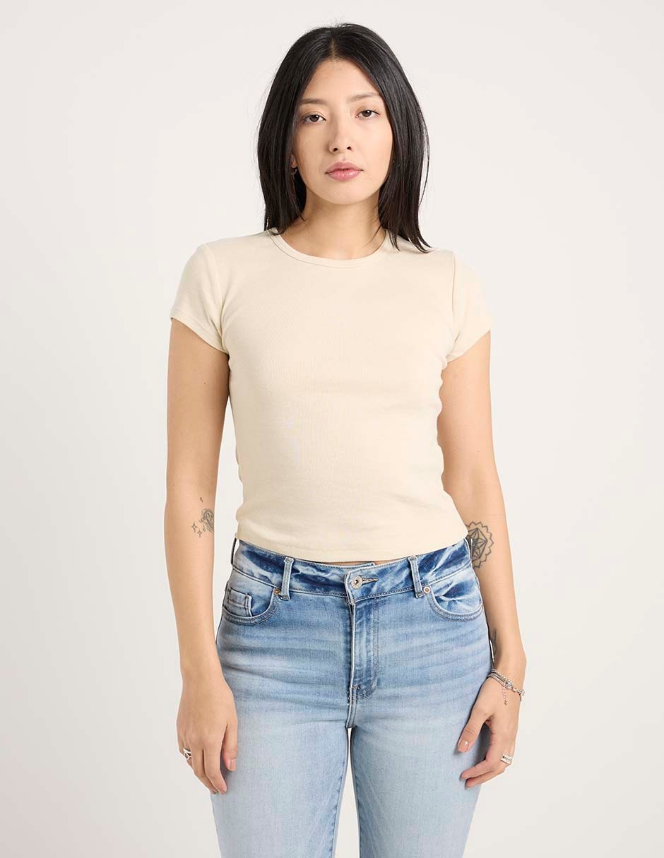 Playera manga corta cuello redondo para mujer Playera manga corta cuello redondo para mujer