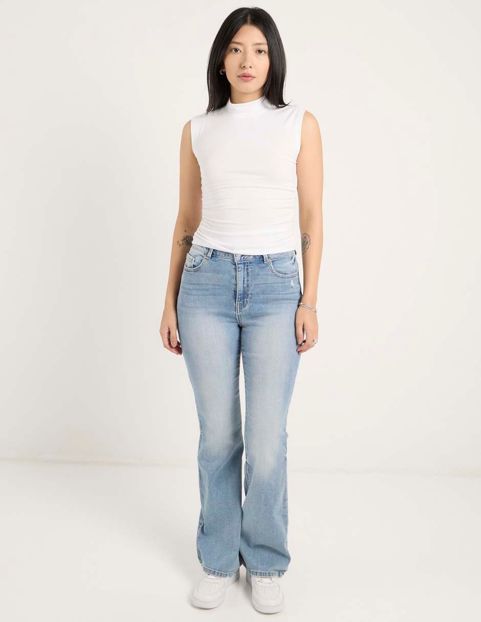 Playera sin manga cuello redondo para mujer 3