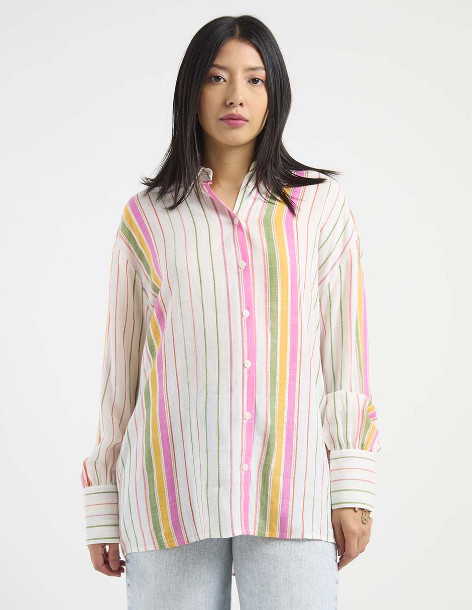 Blusa camisera manga larga para mujer