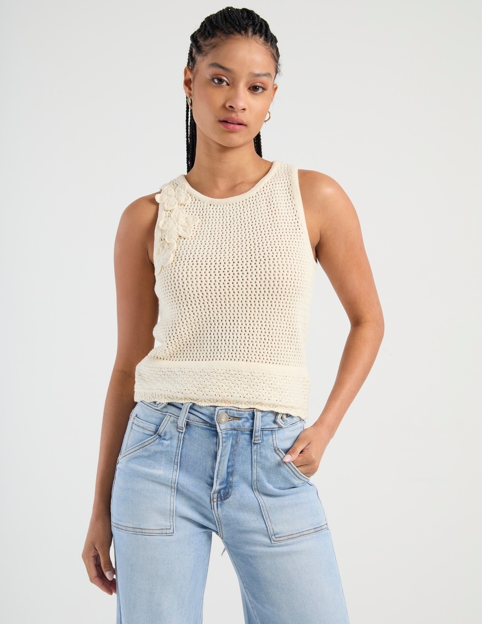Top cuello redondo