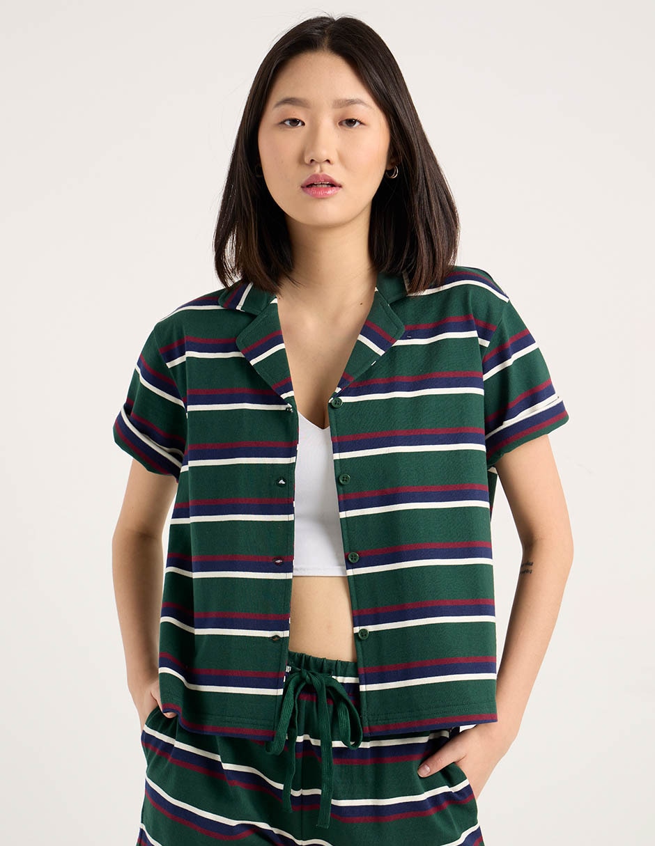 Blusa camisera manga corta para mujer 2