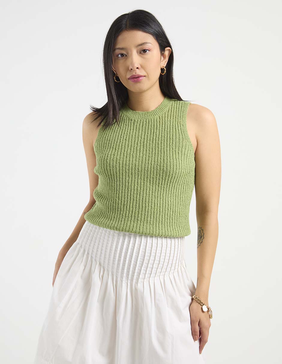 Top cuello redondo
