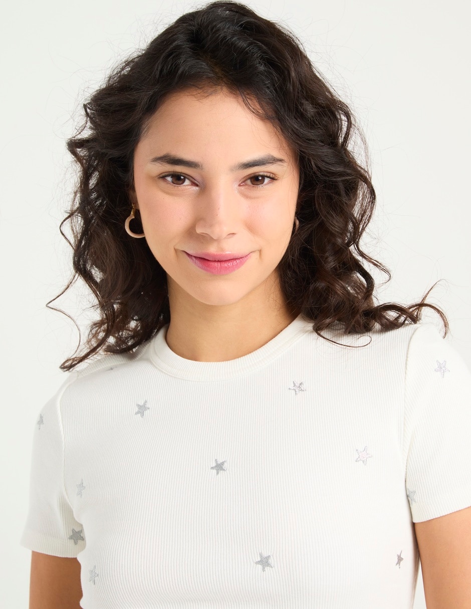 Playera manga corta cuello redondo para mujer 4