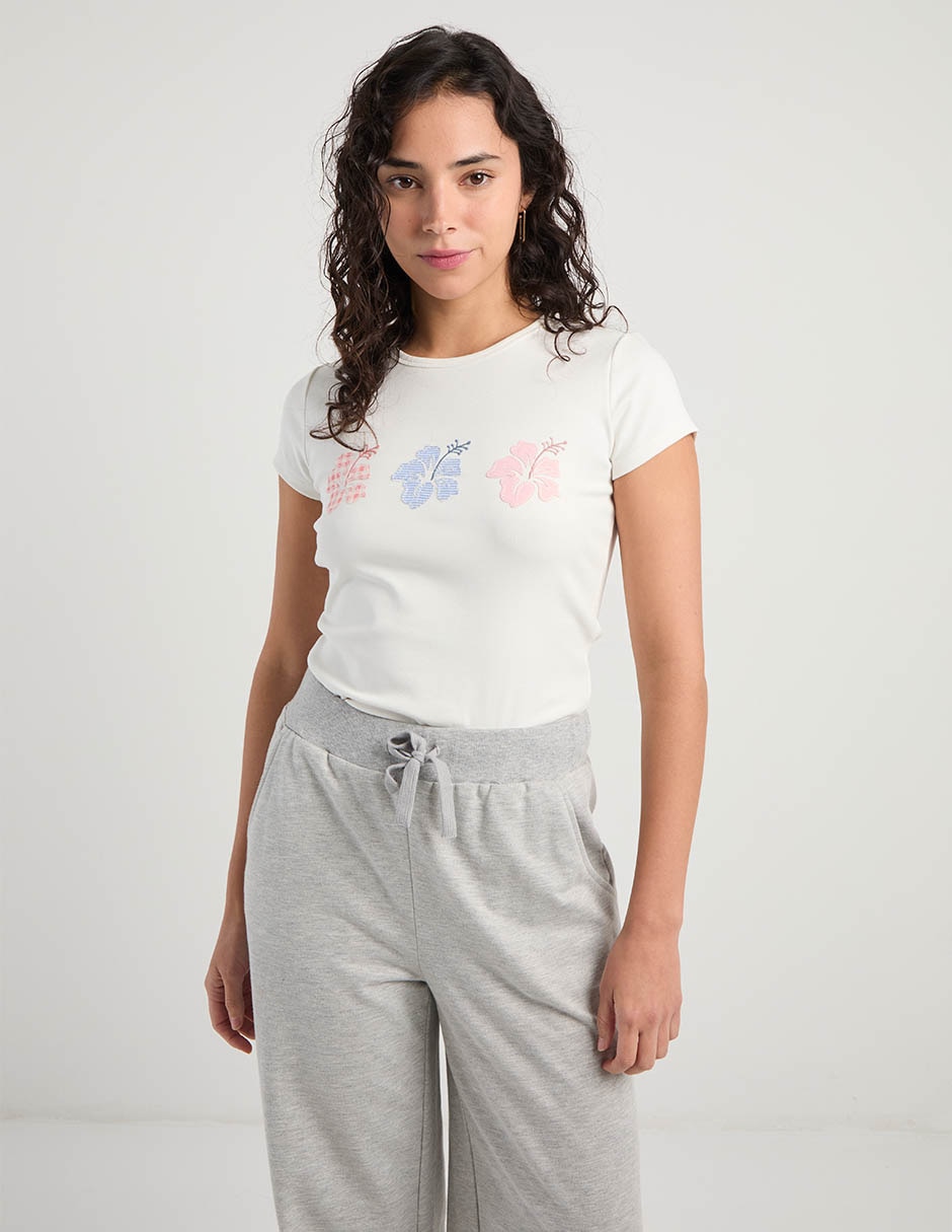 Playera manga corta cuello redondo para mujer 5