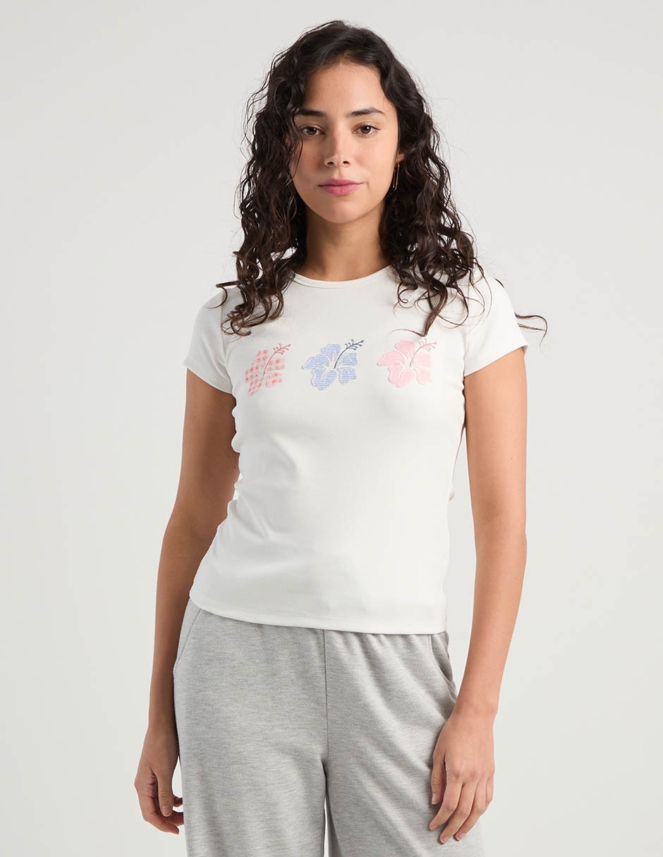 Playera manga corta cuello redondo para mujer 7