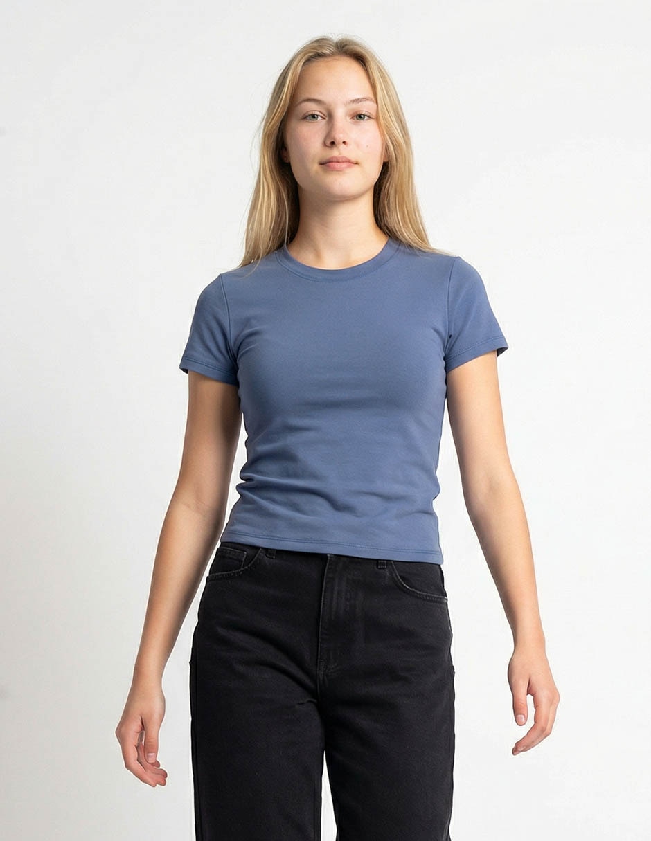 Playera manga corta cuello redondo para mujer