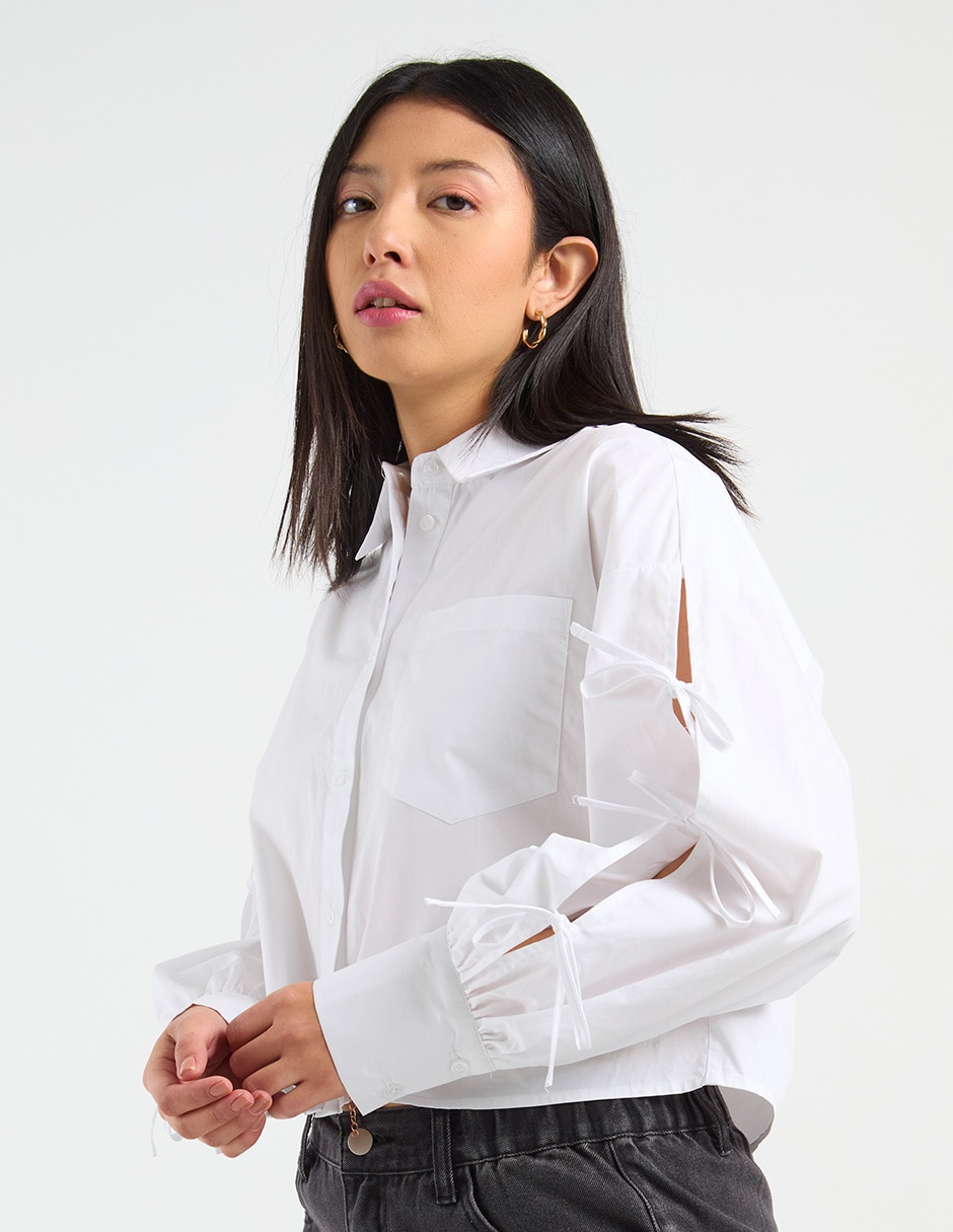 Blusa camisera manga larga para mujer