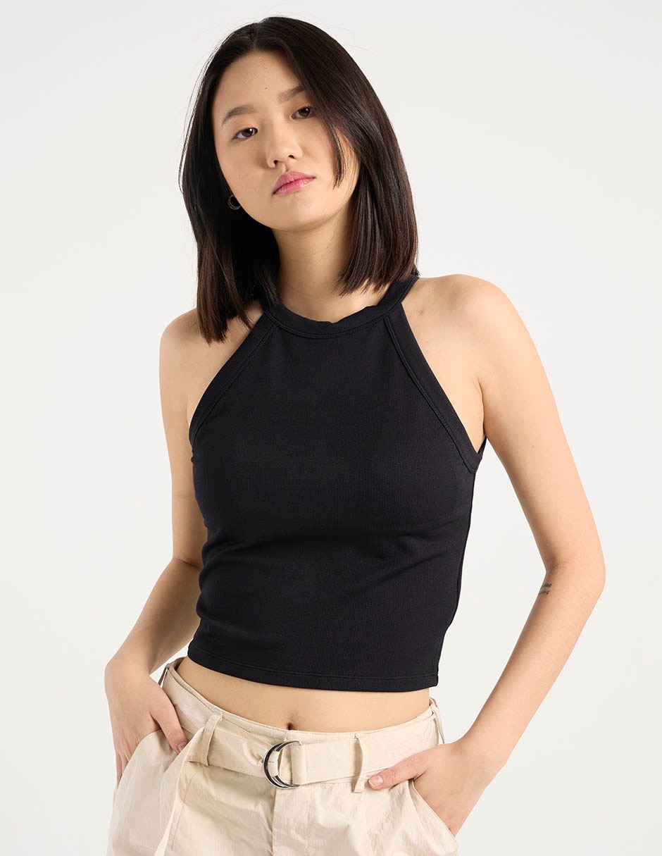 Top cuello redondo