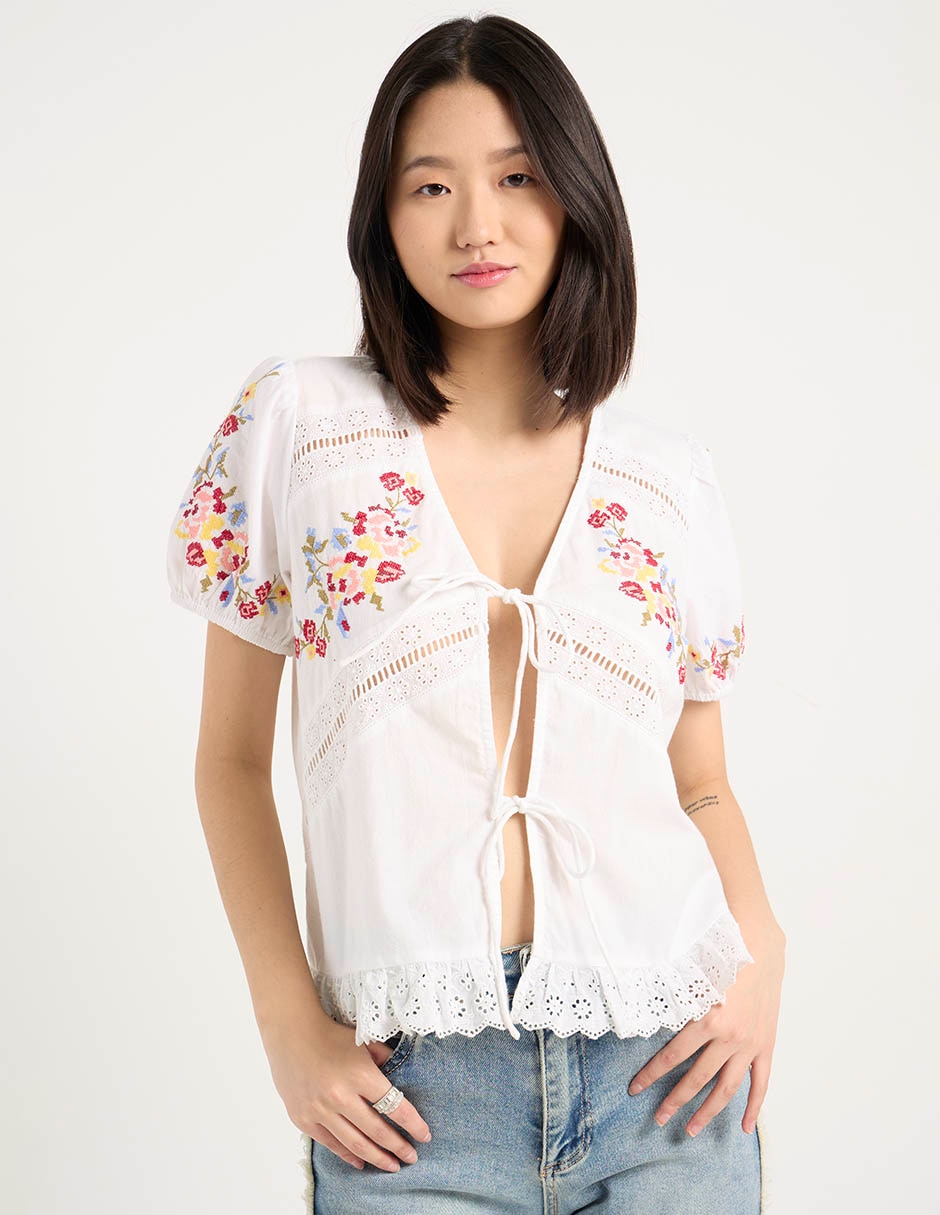 Blusa manga corta para mujer
