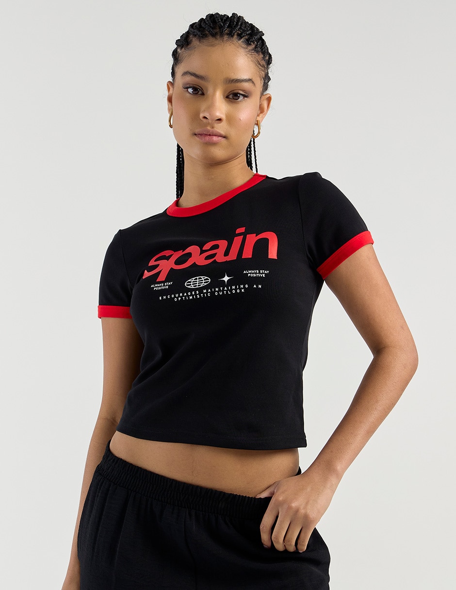 Playera manga corta cuello redondo para mujer Playera manga corta cuello redondo para mujer