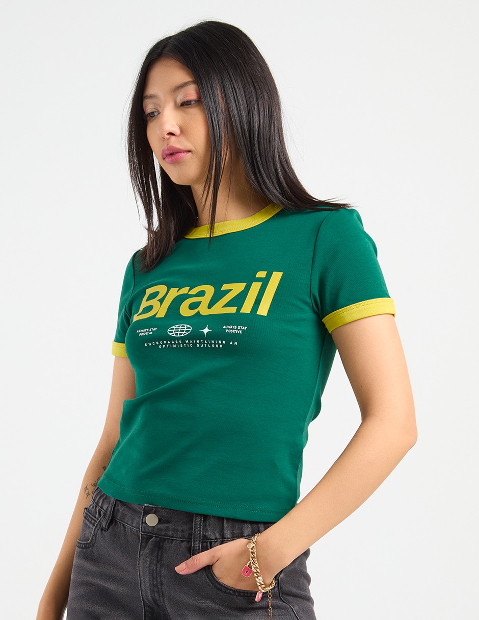 Playera manga corta cuello redondo para mujer Playera manga corta cuello redondo para mujer