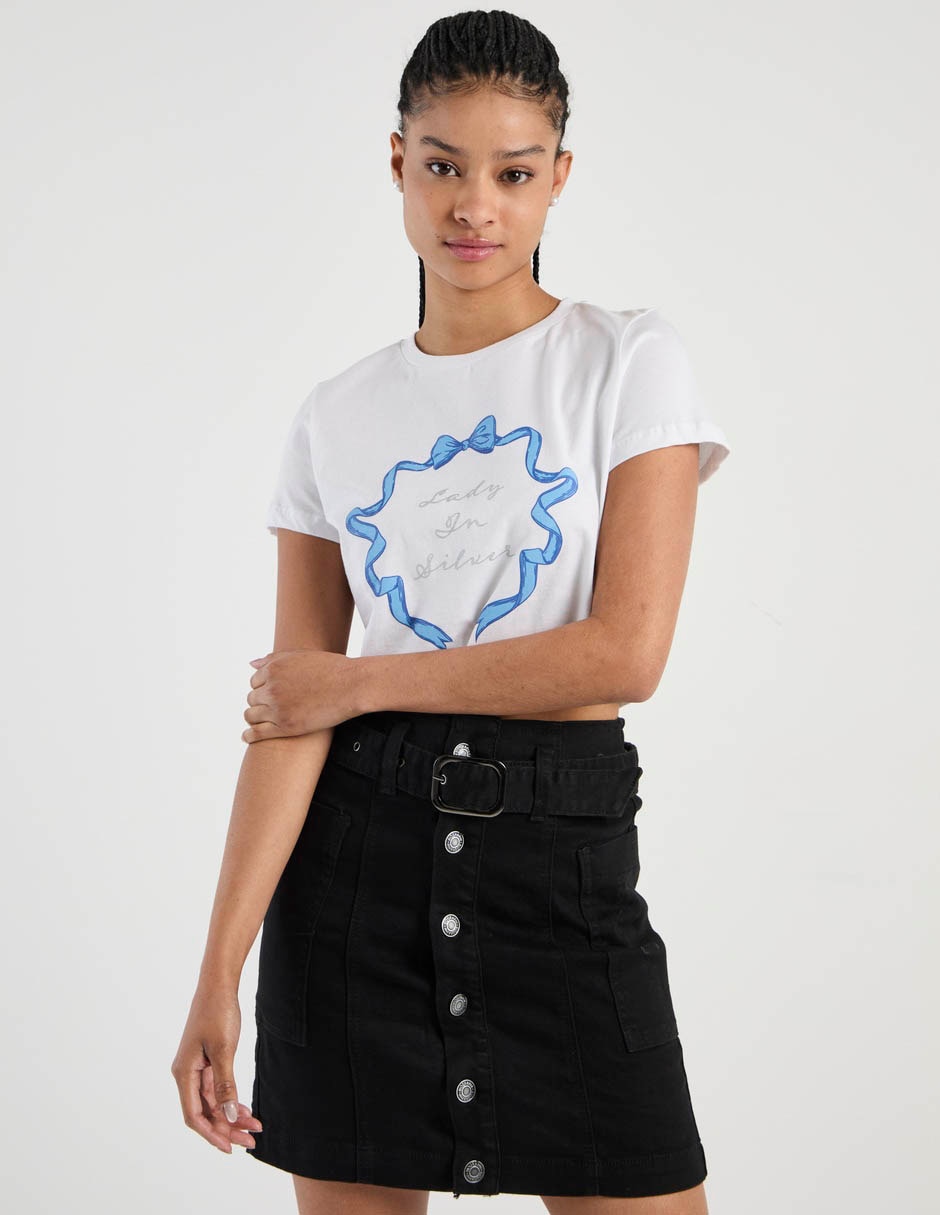 Playera manga corta cuello redondo para mujer