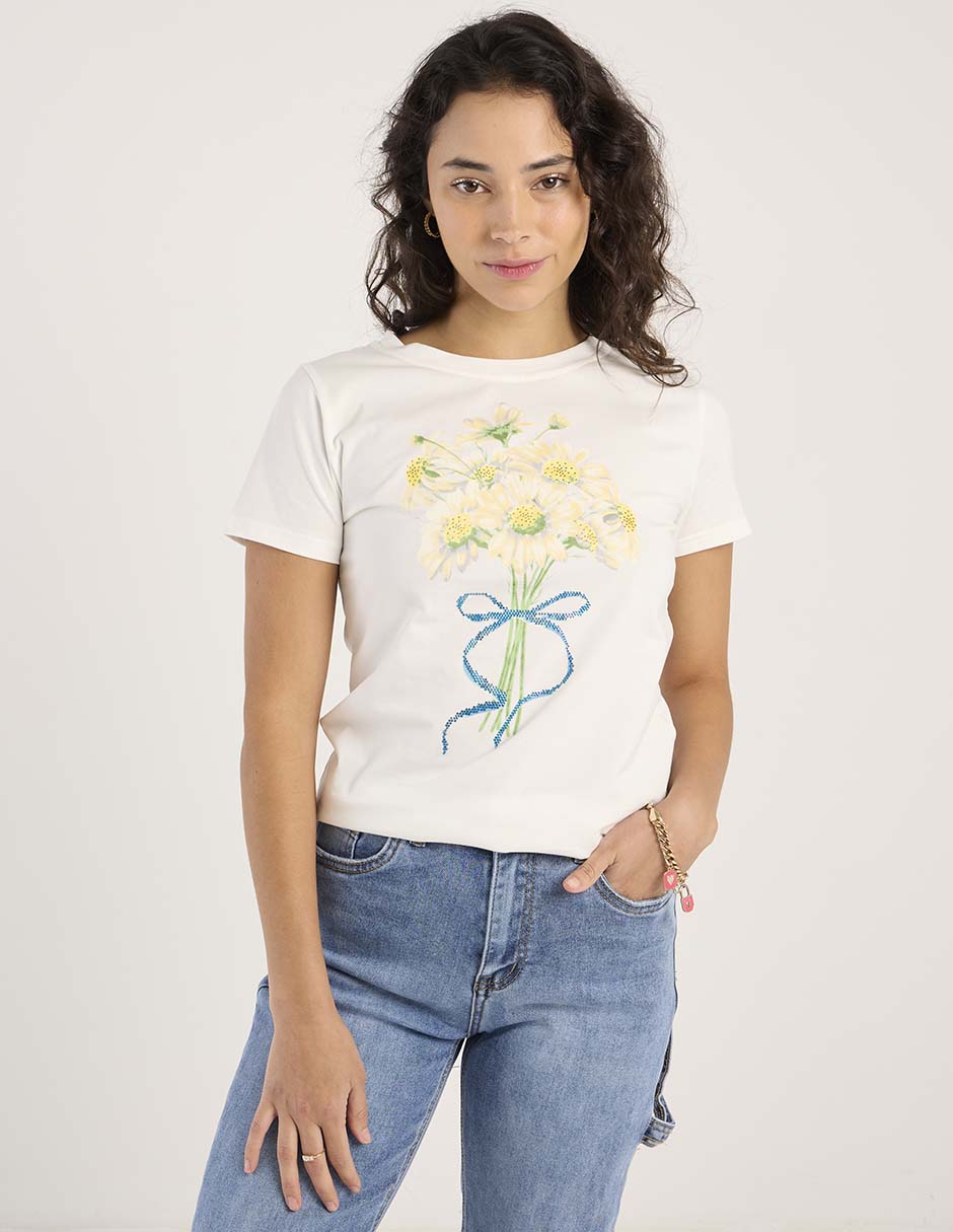 Playera manga corta cuello redondo para mujer 2