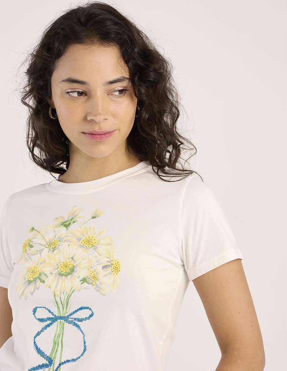 Playera manga corta cuello redondo para mujer 4