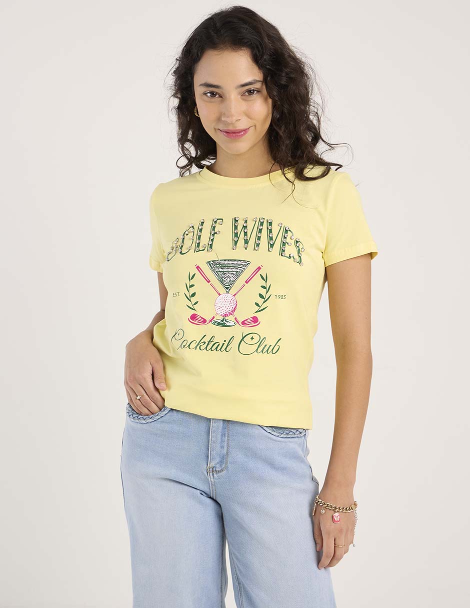 Playera manga corta playera cuello redondo para mujer