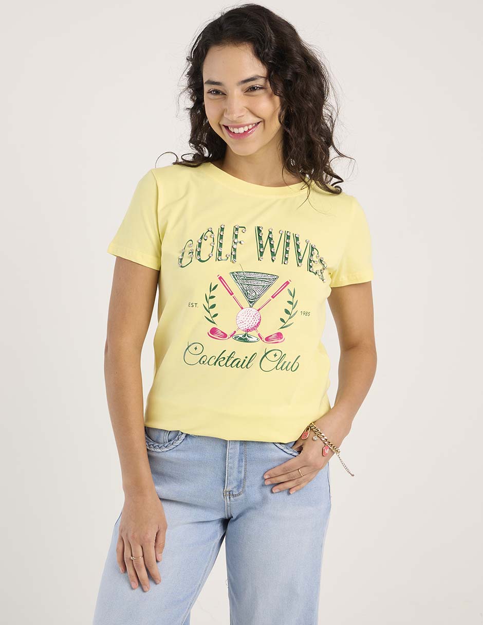 Playera manga corta playera cuello redondo para mujer 2