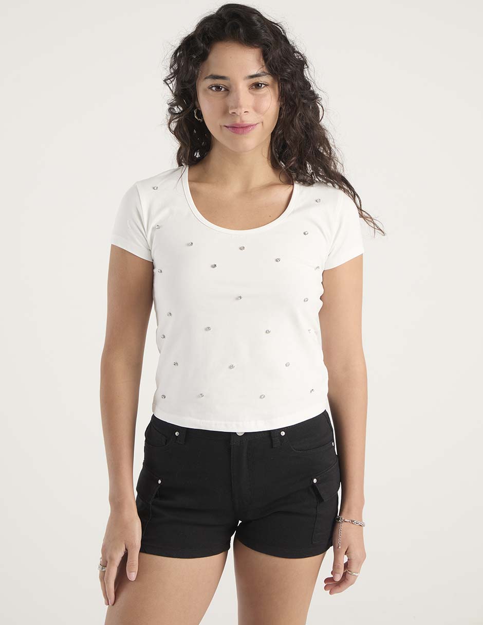 Playera manga corta cuello redondo para mujer 2