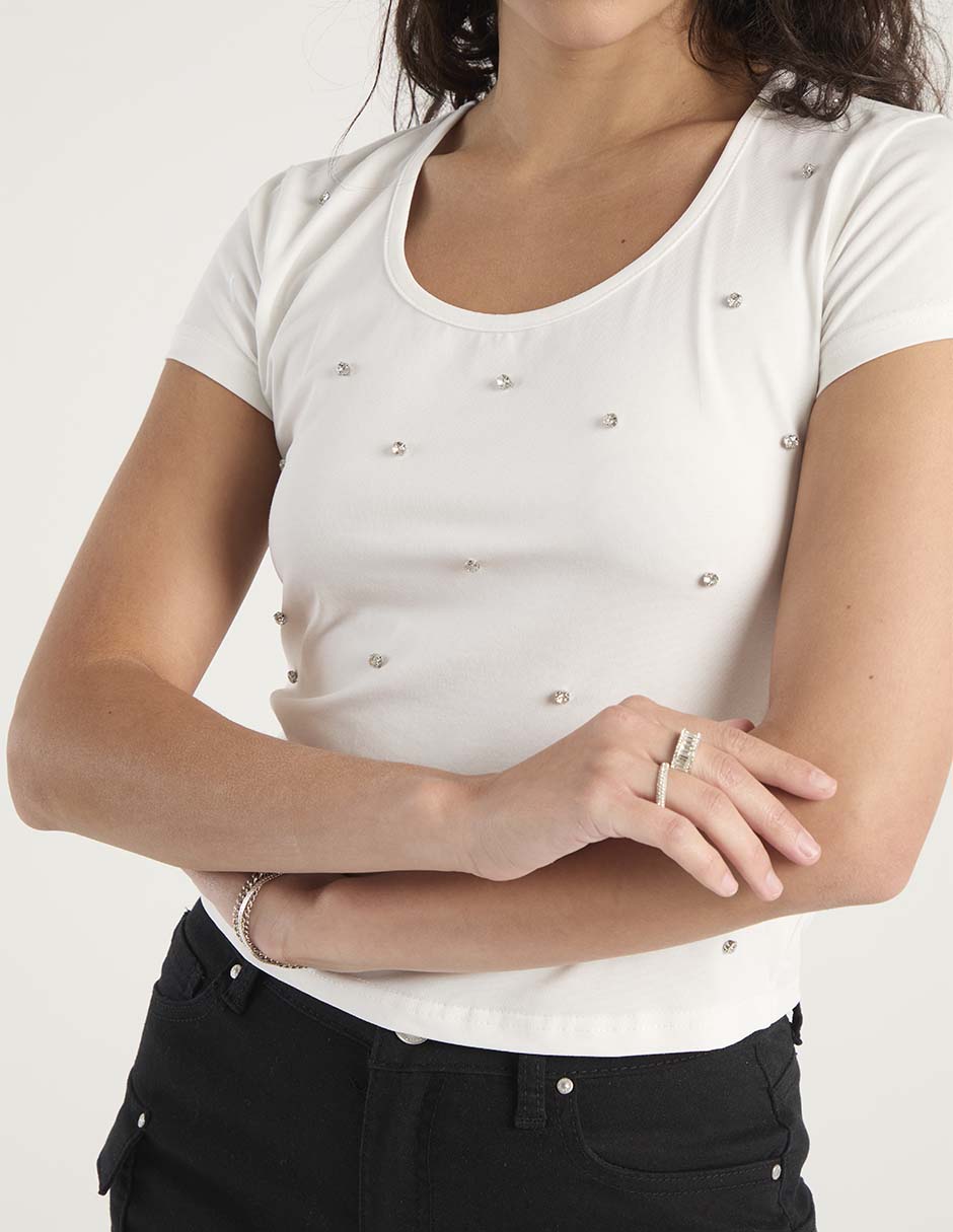 Playera manga corta cuello redondo para mujer 4