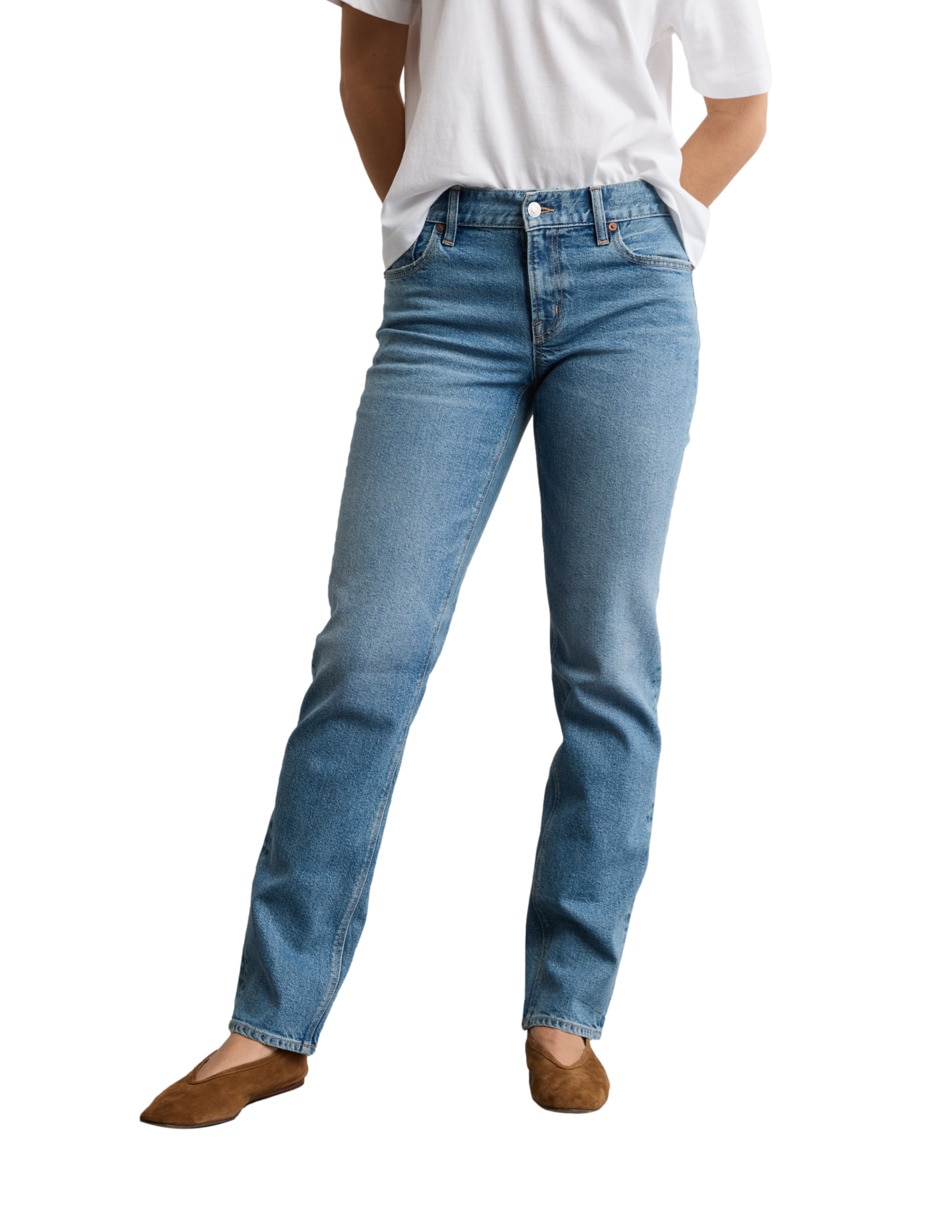 Jeans straight cintura para mujer