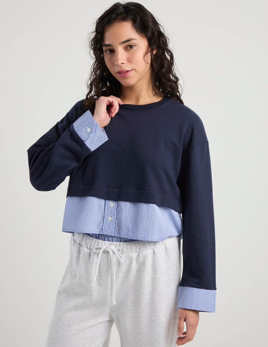 Sudadera con efecto doble prenda para mujer 2