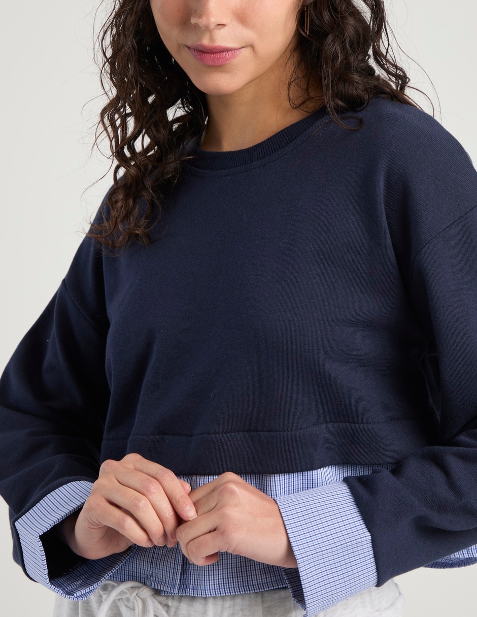 Sudadera con efecto doble prenda para mujer 4