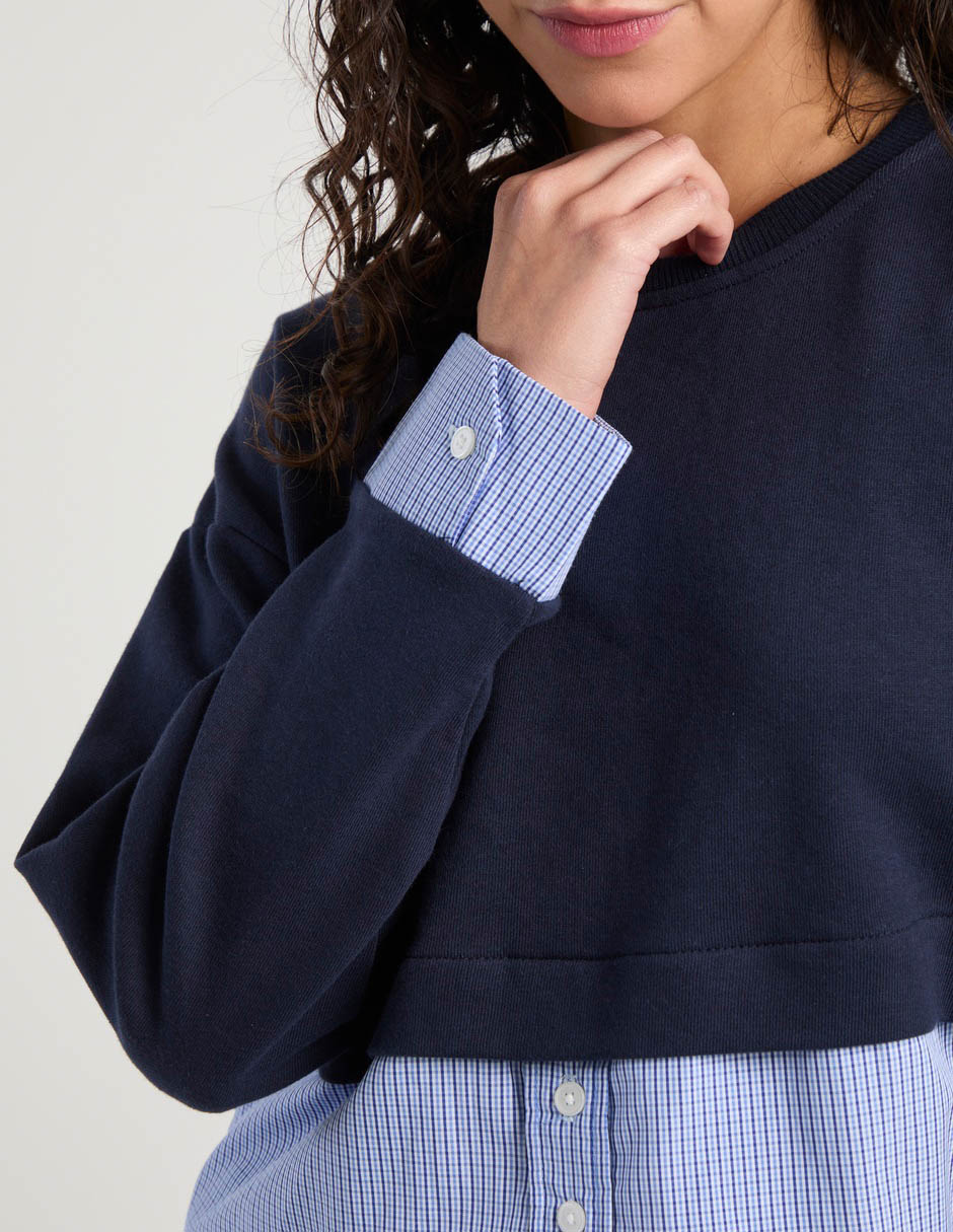 Sudadera con efecto doble prenda para mujer 5