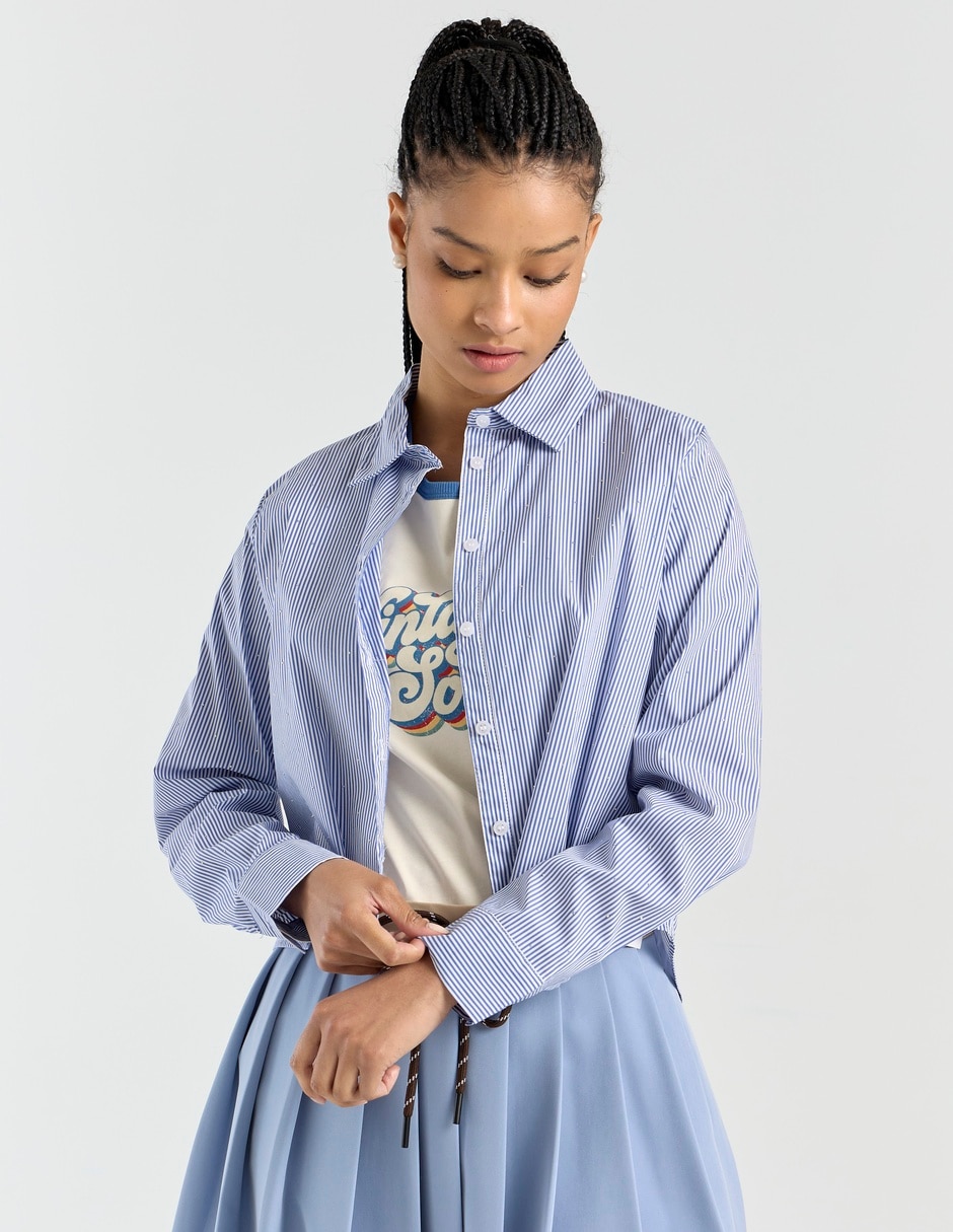 Blusa camisera manga larga para mujer