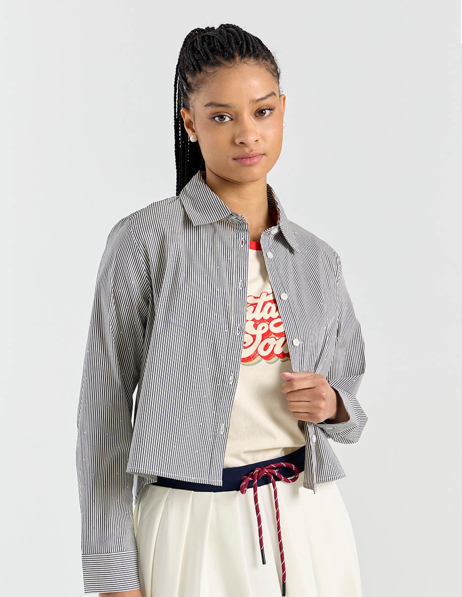 Blusa camisera manga larga para mujer