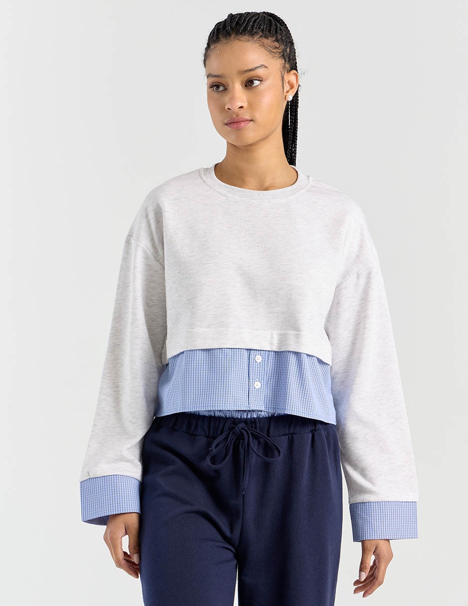 Sudadera con efecto doble prenda para mujer Sudadera con efecto doble prenda para mujer