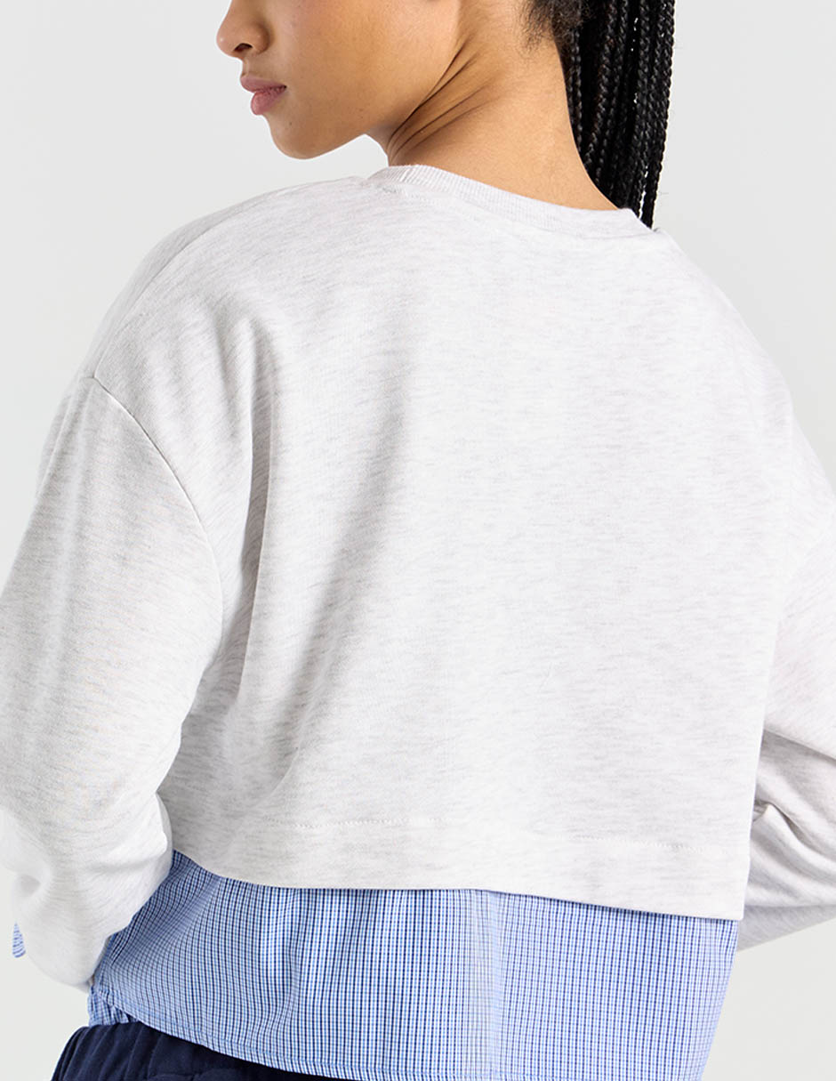 Sudadera con efecto doble prenda Coffee Bean para mujer