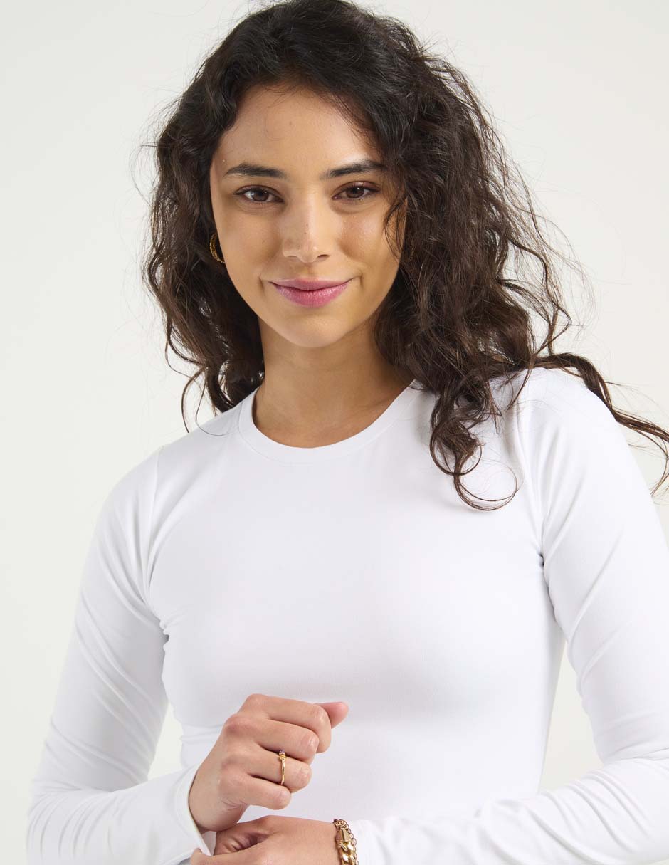 Playera manga larga cuello redondo para mujer 4