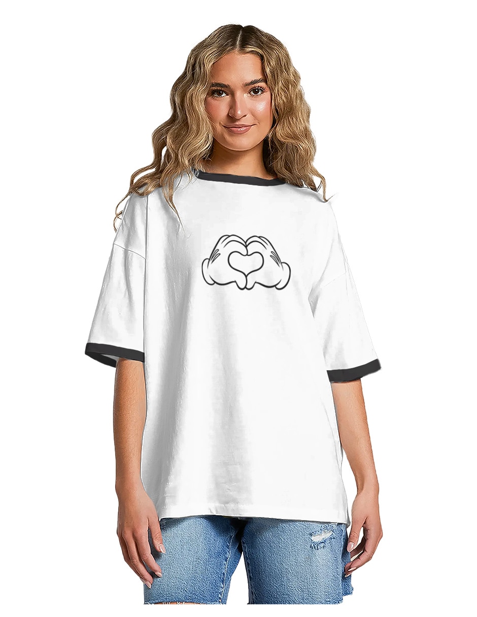 Playera manga corta Coleccion Caricaturas cuello redondo para mujer