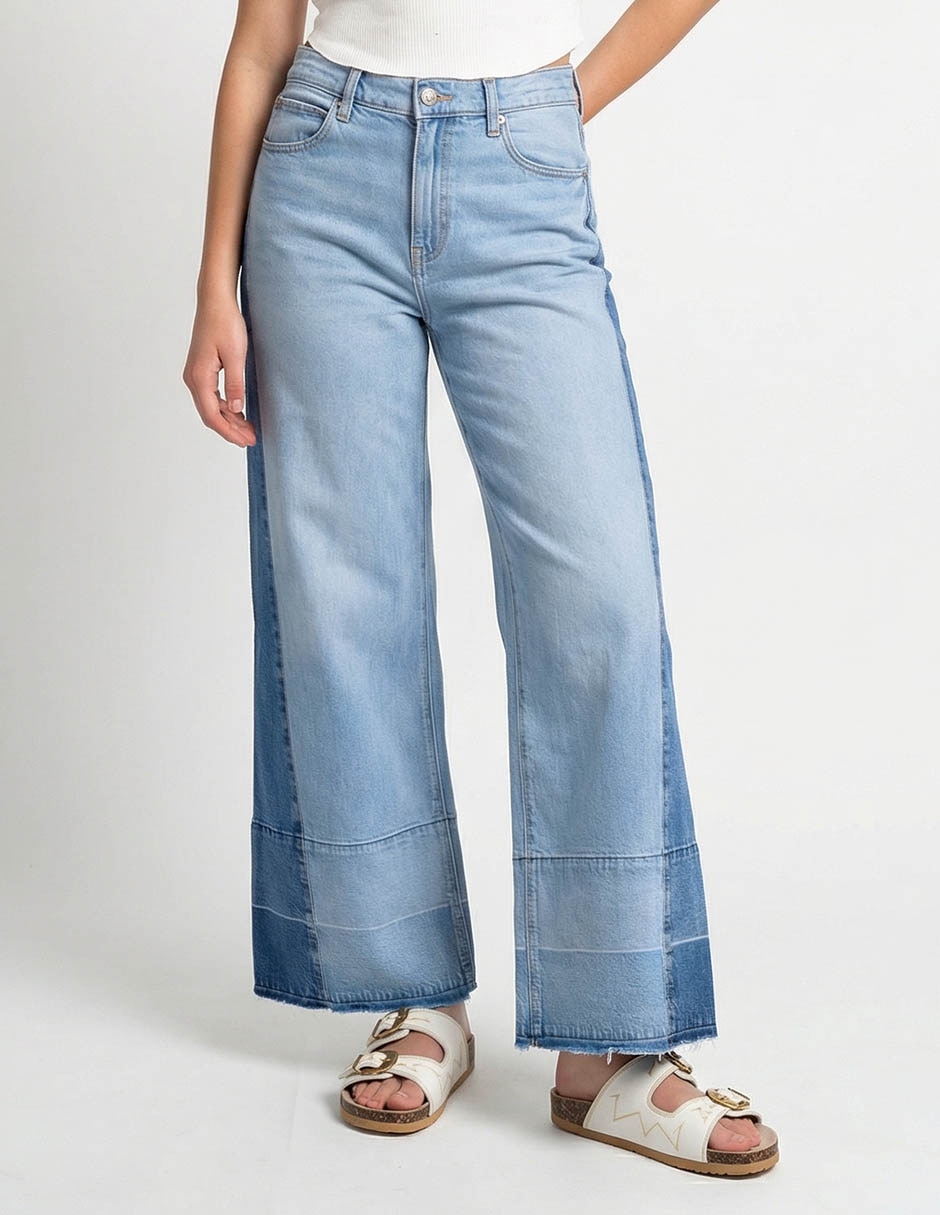 Jeans wide leg cintura media para mujer