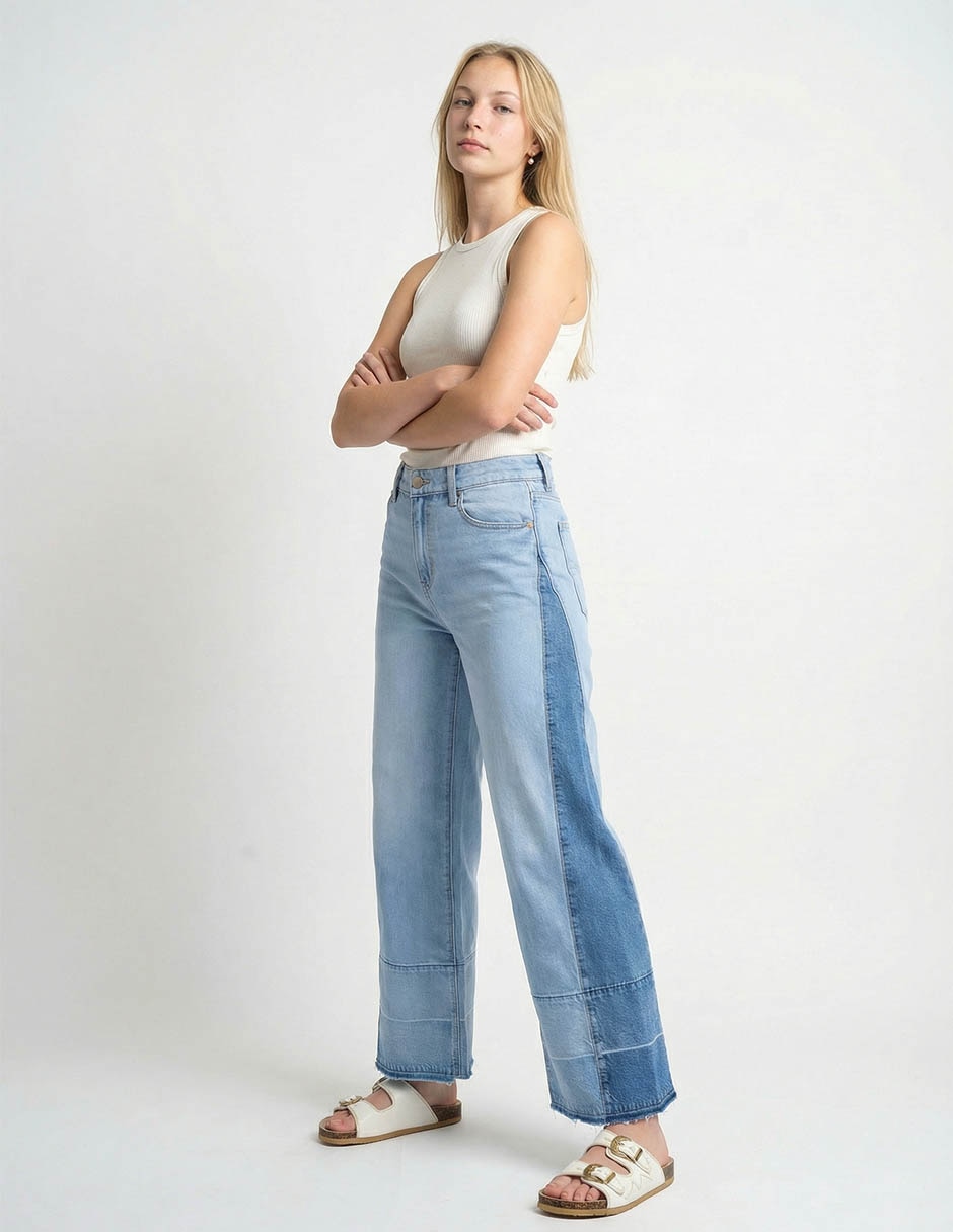 Jeans wide leg cintura media para mujer 3